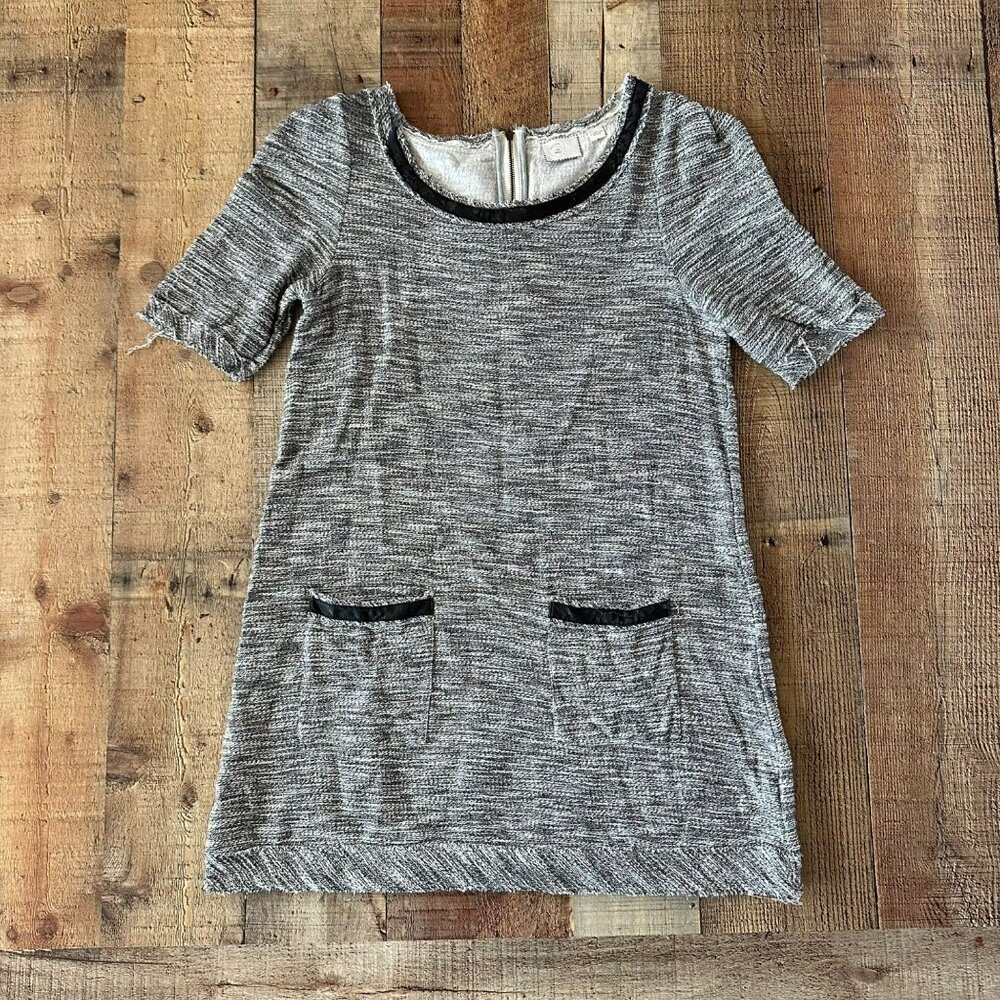 Anthropologie Tunic Beverly Crochet Knit Flowy Mini Dress Heather Gray Sz S